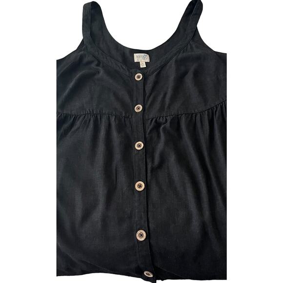 TERRA & SKY SLEEVELESS SCOOP NECK BUTTON TOP, WOMENS, 1X(16W-18W), BLACK, EMPIRE - Picture 8 of 11